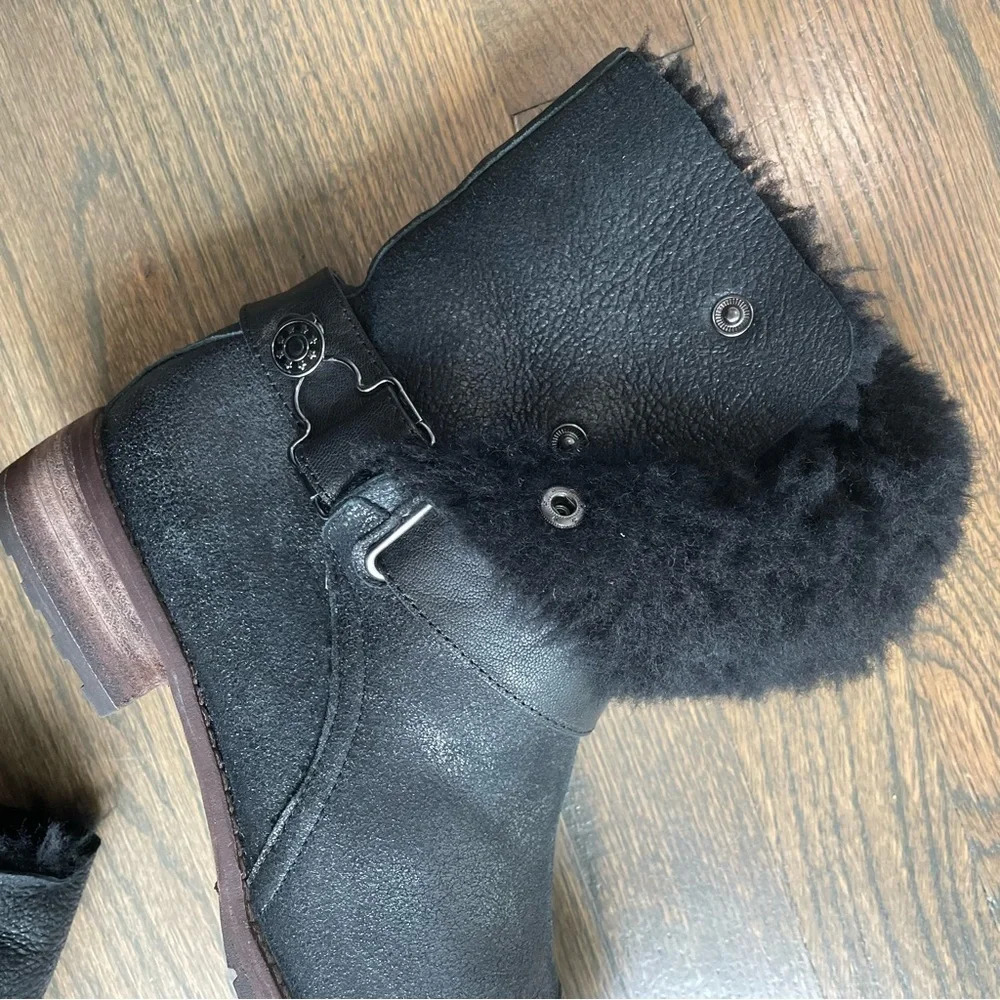 Matt Bernson Women's Tundra Black Suede Sheepskin Lined Winter Boots - Picture 7 of 15